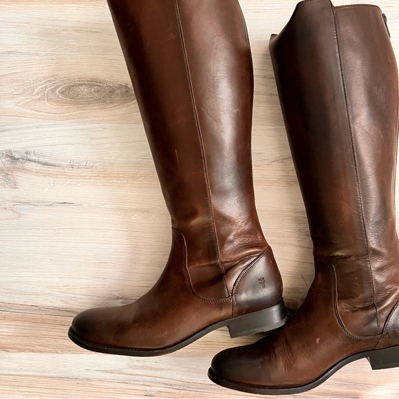 Frye Women's Melissa Stud Back Zip Riding Boot, Chocolate - Picture 3 of 4